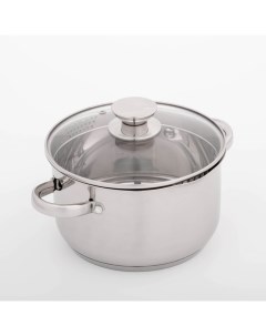 Кастрюля klimena, 3.5 л, AISI - 201, крышка-дуршлаг, носик для слива, капсульное дно, индукция, нержавеющая сталь Magistro