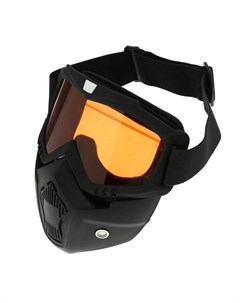 Очки-маска для езды на мототехнике, разборные, стекло оранжевый хром, чёрные Torso