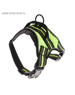 Шлейка улучшенная К7 мягкая светоотражающая, размер L, ОГ 64-86 см, вес 18- 27.5 кг, зеленая Пижон