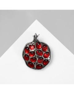 Брошь «Гранат» с косточками, цвет красно-чёрный в чернёном серебре Qf