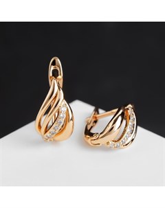 Серьги со стразами «Магия» сплетения, цвет белый в золоте Qf