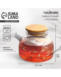 Чайник заварочный с бамбуковой крышкой «Тропики», 600 мл Дорого внимание