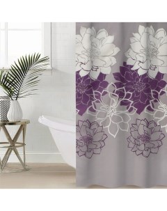 Штора для ванны «Большие цветы», 180×180 см, полиэстер, сиреневая Доляна