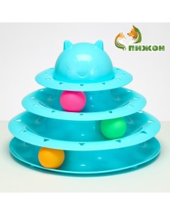 Игровой комплекс «» для кошек с 3 шариками, 24.5×24.5×13 см, голубой Пижон