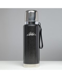 Термос «Путешествие», 1 л, с кружкой и ситечком, сохраняет тепло 48 ч, нержавеющая сталь, чёрный Мастер к