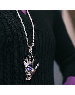 Кулон амулет «Помпеи» око в ладони, фиолетовый в чернёном серебре, 70 см Qf