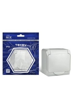 Розетка, Nix, 1 м, 16 А, IP54, 250 В, с заземлением, серая, TKE-NX-R1Z-C06-IP54 Tokov electric