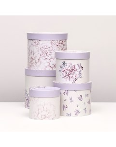 Набор шляпных коробок 5 в 1 «Астры» сиреневый, 22 × 19.5, 14×13 см Upak land