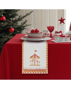 Дорожка новогодняя на стол «Парк аттракционов», сервировочная, 180×30 см, белая Доляна