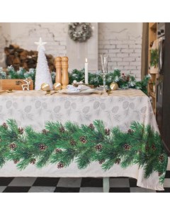 Скатерть новогодняя «» Еловые ветви 180×148± 3 см, 100% хл, саржа 190 г/м² Этель