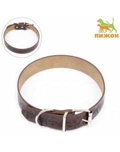 Ошейник с основой из термопластичной резины "Бабочки", 60 х 3 см, ОШ 43-53, коричневый Пижон