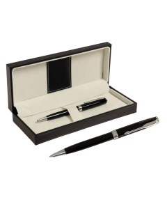 Ручка подарочная шариковая в кожзам футляре поворотная ПБ S, корпус чёрный/серебро Calligrata