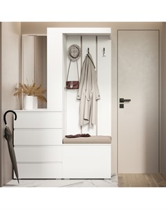 Прихожая «. Крона», с зеркалом, 1260×350×1980 мм, цвет белый Клик мебель