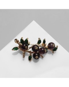 Брошь «Рябина» ягоды, цвет фиолетово-зелёный в золоте Qf