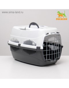 Переноска для животных до 12 кг «» 49×33×32 см, металлическая дверь, бело-серая Пижон