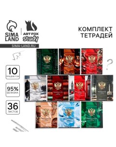 Тетрадь предметная 36 листов, 10 шт., внутренний блок №1 «Россия» Artfox study