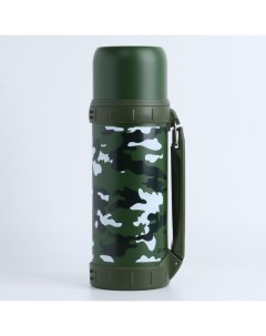 Термос «Движение», 1.2 л, 11×29 см, с кружкой, сохраняет тепло 18 ч, нержавеющая сталь, зелёный Мастер к