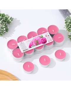 Набор чайных свечей ароматических в термоусадке "Пион", 3,8х1,6 см, 3,5 ч, 12 г, 20 штук Омский свечной завод