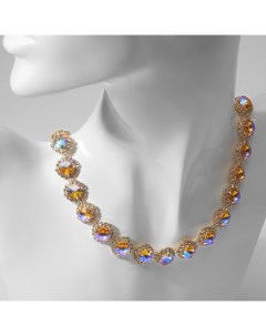 Колье «Драгоценность» круг в стразах, цветное в золоте, 32 см Qf
