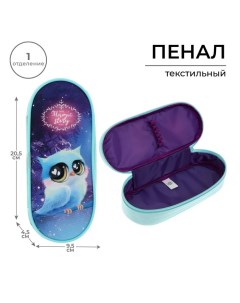 Пенал-футляр «Совушка» 95×205×45 мм, мягкий, текстильный, резинка на клапане Calligrata