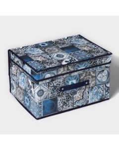 Короб стеллажный для хранения с крышкой «Мозаика», 40×30×25 см, синий Доляна