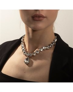 Колье «Драгоценность» капля, белое в серебре, 34 см Qf