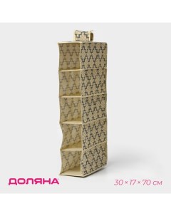 Органайзер подвесной «Гэтс», 5 отделений, 30×15×70 см, бежевый Доляна