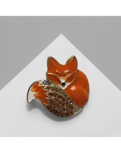 Брошь «Лиса» блестящая, цвет золотисто-оранжевый в золоте Qf