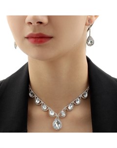 Набор 2 предмета: серьги, колье «Листопад» капли, одна нить, цвет белый в серебре, 35 см Qf