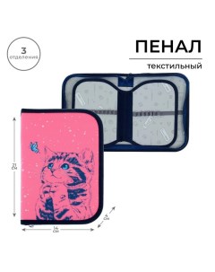 Пенал школьный, 3 секции, 14×21×4 см «Котик» Calligrata