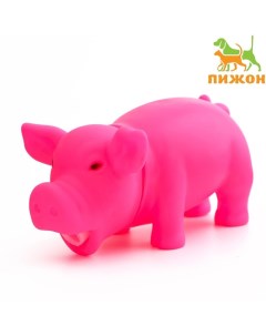 Игрушка хрюкающая «Веселая свинья» для собак, 15 см, розовая Пижон