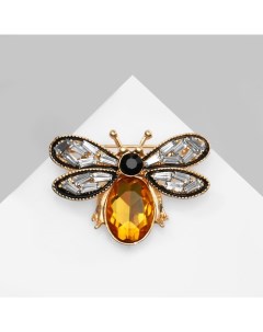 Брошь «Муха» тренд, цветная в золоте Qf