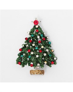 Брошь новогодняя «Ёлка» на подставке, разноцветная в серебре Qf