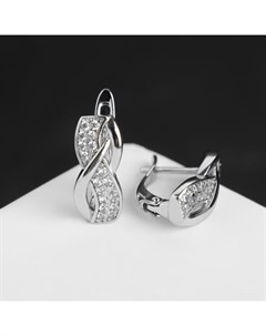 Серьги со стразами «Магия» бесконечность, цвет белый в серебре Qf