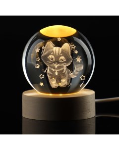 Светильник ночник «Котик», d=6 см Сима-ленд