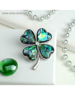 Брошь-кулон «Галиотис» клевер, цвет зелёный в серебре Qf