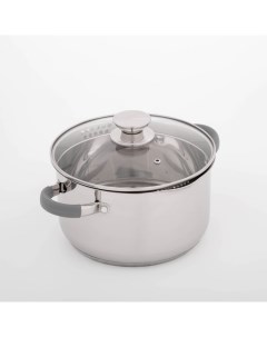 Кастрюля Tefida, 4.6 л, AISI - 201, крышка-дуршлаг, носик для слива, капсульное дно, с крышкой, индукция, нержавеющая сталь Magistro