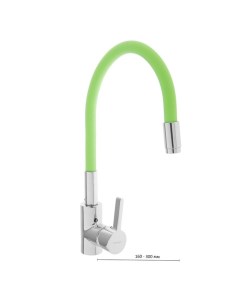 Смеситель для кухни Accoona A9890K, однорычажный, силиконовый излив, зеленый/хром