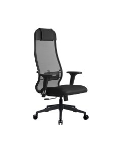 Кресло офисное - 11, с подлокотником, с подголовником, сетка/экокожа, цвет чёрный Metta