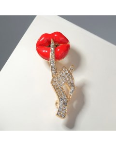 Брошь «Жест», цвет красно-белый в золоте Qf