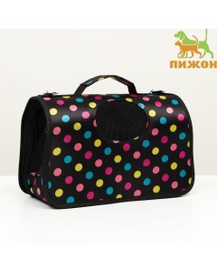 Сумка - переноска для животных "Горошек", чёрная, размер L, 53 х 21 х 29 см Пижон