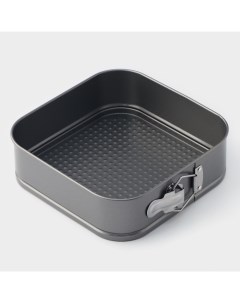 Форма для выпечки «Элин. Квадрат», 21.5×6.5 см, съёмное дно, антипригарное покрытие, цвет чёрный Доляна