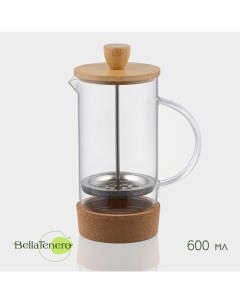 Заварочный чайник френч-пресс «Эко cork», 600 мл, с бамбуковой крышкой и подставкой, стекло Bellatenero