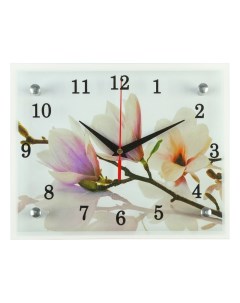Часы=картина настенные, интерьерные «Бело=сиреневые цветы», бесшумные, 25×20 см Сюжет