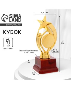 Кубок, наградная фигура под нанесение «Человек со звездой», золото, подставка пластик красная, 17×6.5×6.5 см Сима-ленд