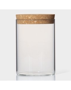 Банка для сыпучих продуктов «Классика», 550 мл, 8.5×13 см, с пробковой крышкой, стекло, прозрачная Bellatenero