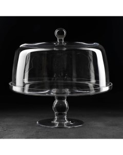 Блюдо на ножке «Лакомство», 29×28 см, с крышкой, стекло, прозрачное Magistro