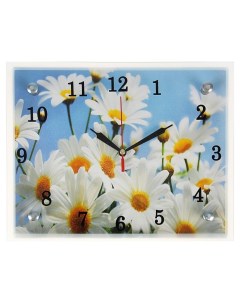 Часы=картина настенные, интерьерные «Ромашки», бесшумные, 25×20 см Сюжет