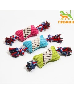 Игрушка мягкая для собак «Особая кость на канате», с пищалкой, 25 см, микс цветов Пижон