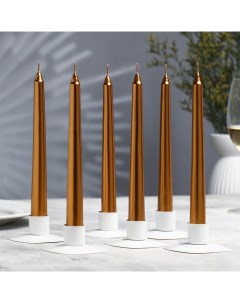 Набор свечей античных, 1.9×20 см, 6 шт., кофейно-золотой металлик Богатство аромата